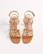 Valentino Rockstud Flat Calfskin Sandal With Straps - Image 5